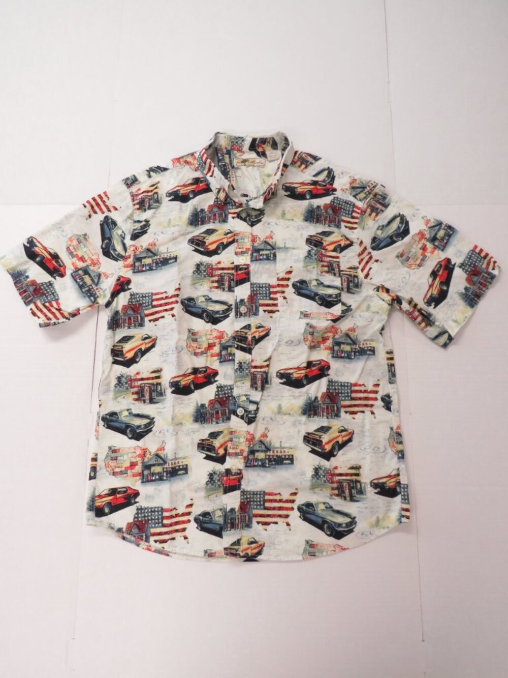 Joe Marlin Men's 3X Shirt 100% Cotton Cars USA Route 66 Flag